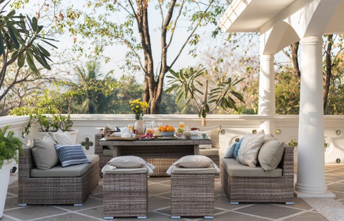 Outdoor Stoffe sind ideal für Terrasse, Balkon und Garten